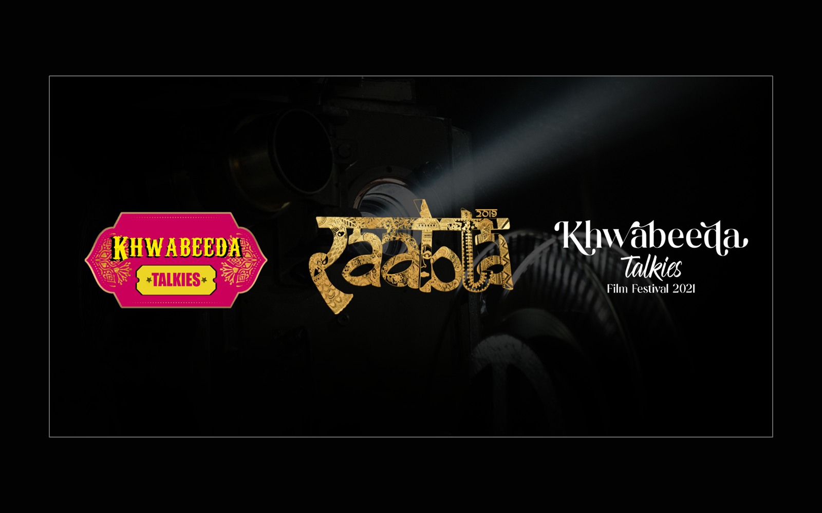 Khwabeeda Talkies and Raabta thumbnail showing festival identity work with posters, logos, and printed campaign materials.